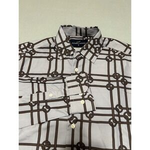 Azaro Uomo Mens Modern Fit Geometric Chain‎ Link Button Down Shirt Small Gray